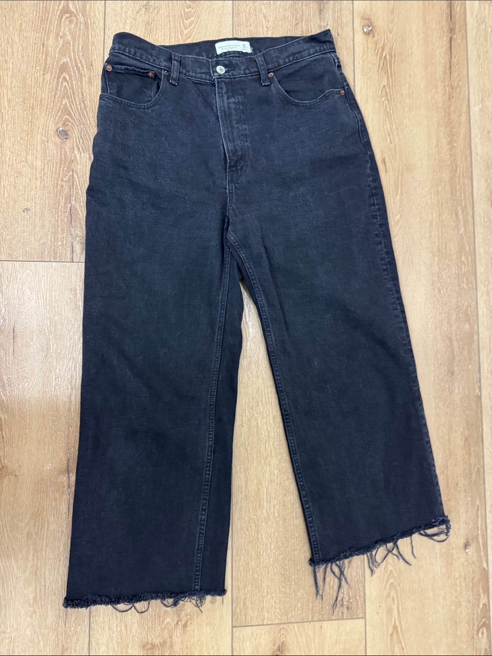 Abercrombie & Fitch Black Relaxed Wide-Leg Jeans